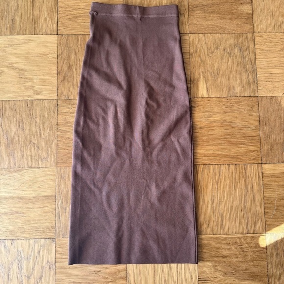 DISSH 8 Stretch Knit Skirt Brown Elastic Waist Pull On FLAW - Picture 2 of 8